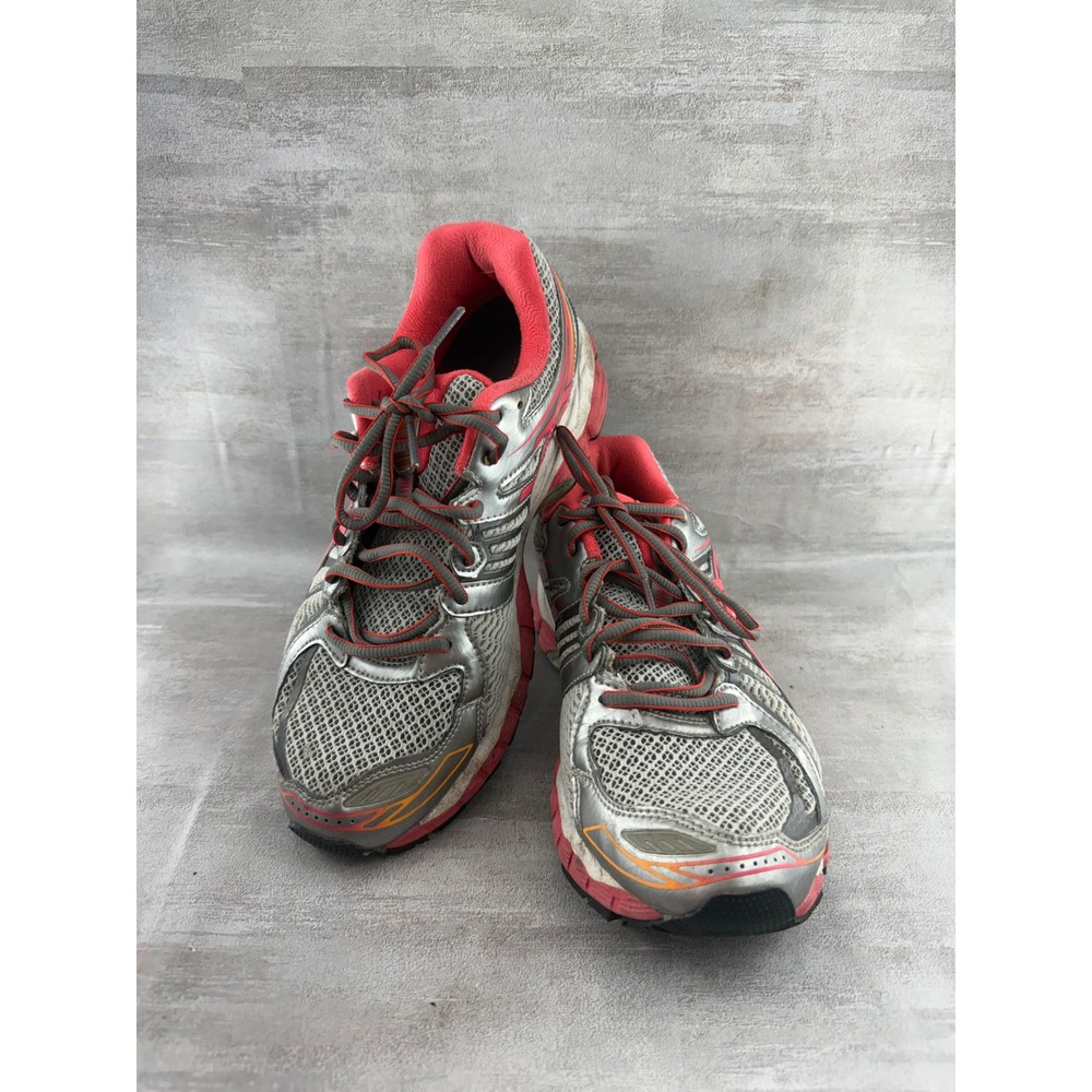 ASICS Gel Nimbus 15 Women Sz 9 Running Shoes Silver Pink Orange T3B6N(D)